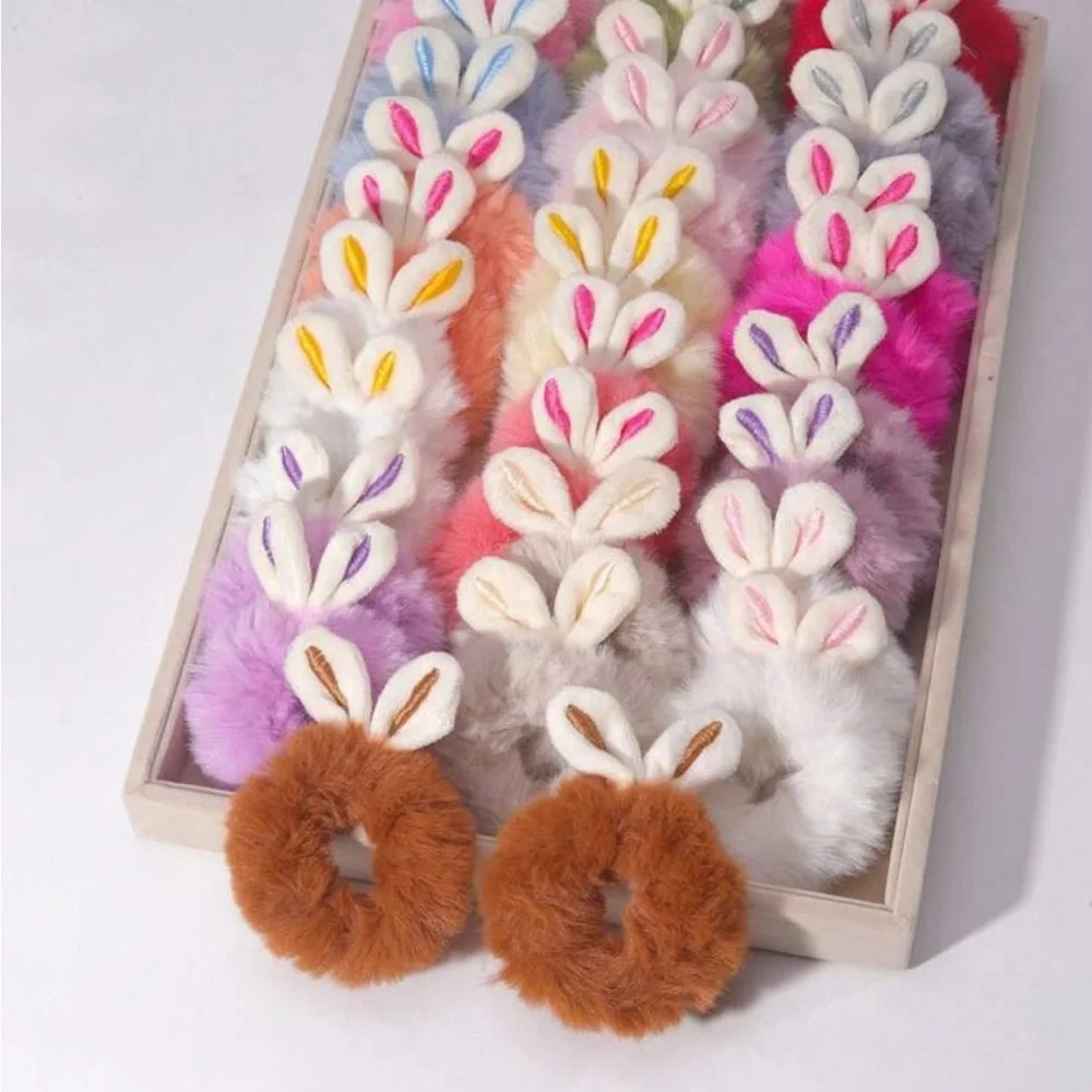 Colorful Bunny Ear Hair Ties Set (10 pieces)